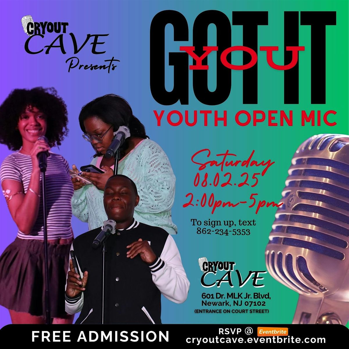 "YOU GOT IT" Youth Open Mic Night (FREE), 2 August | Event in Newark | AllEvents