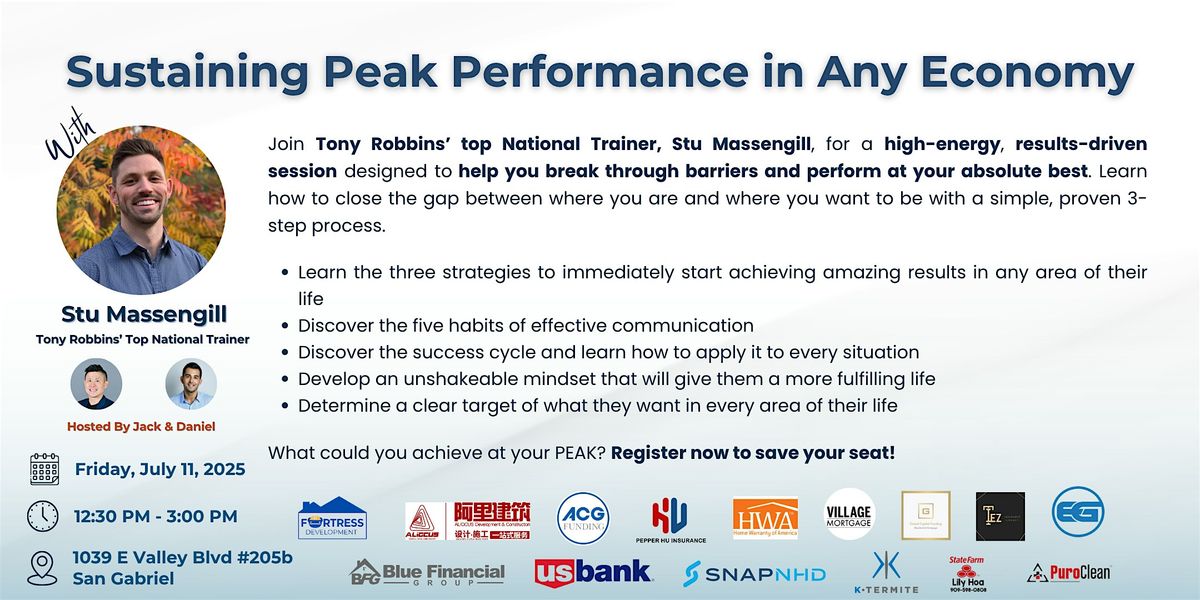 Sustaining Peak Performance in Any Economy, 11 July | Event in San Gabriel | AllEvents