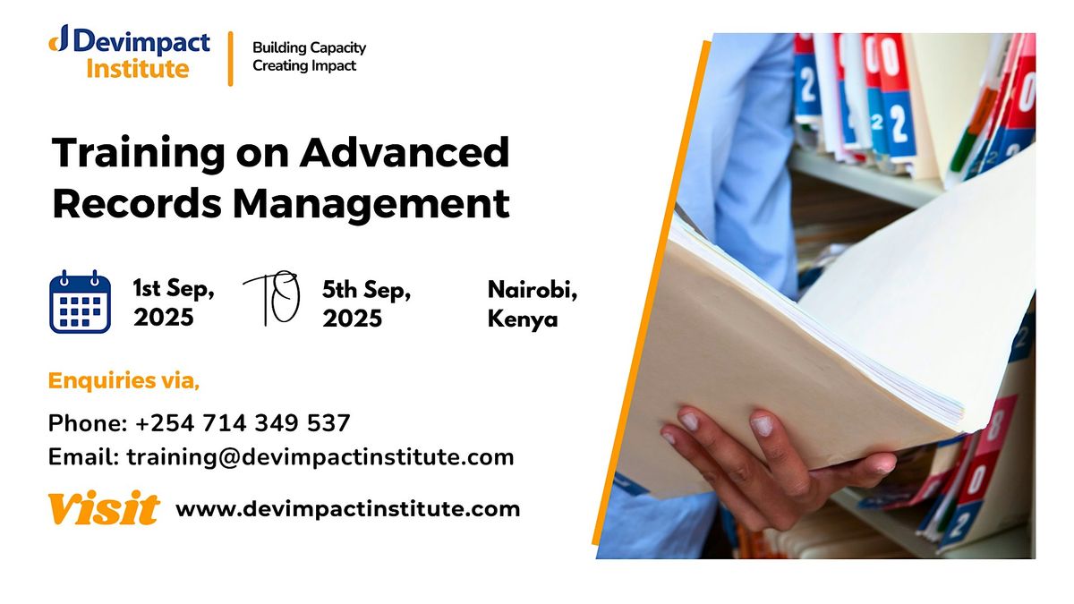 Training on Advanced Records Management, 1 September | Event in Nairobi | AllEvents