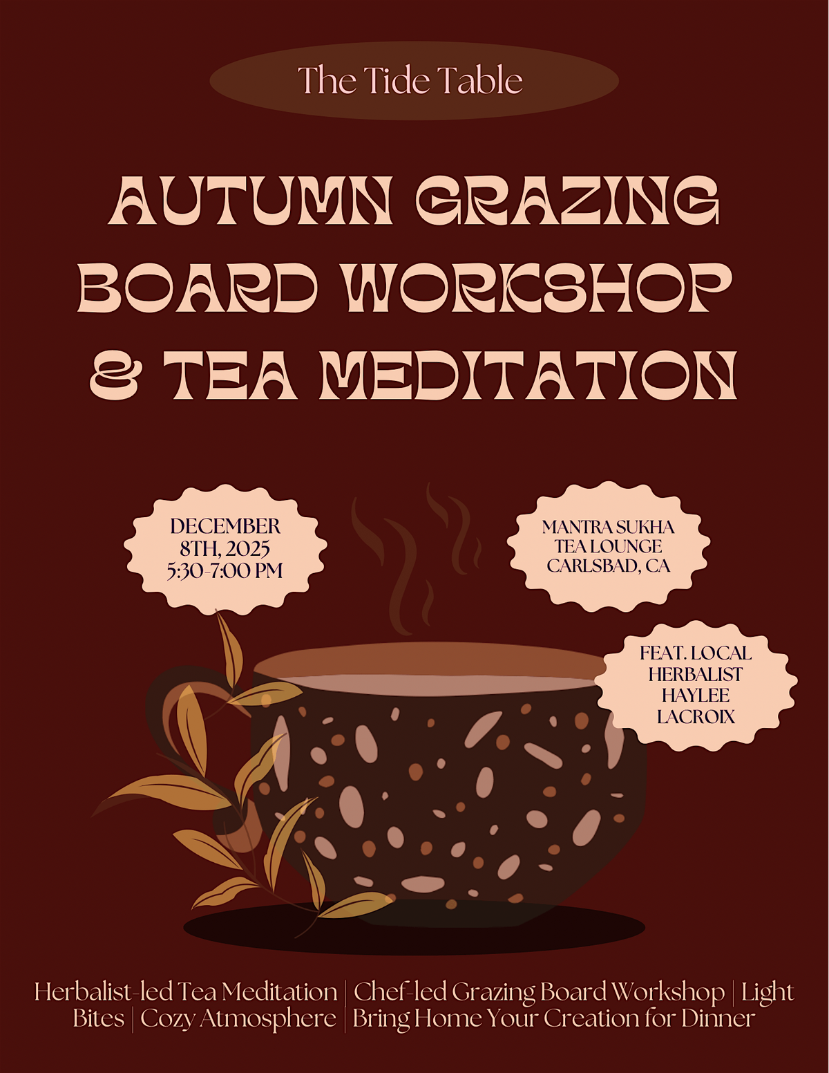 Autumn Grazing Board Workshop & Tea Meditation, 8 December | Event in Carlsbad | AllEvents