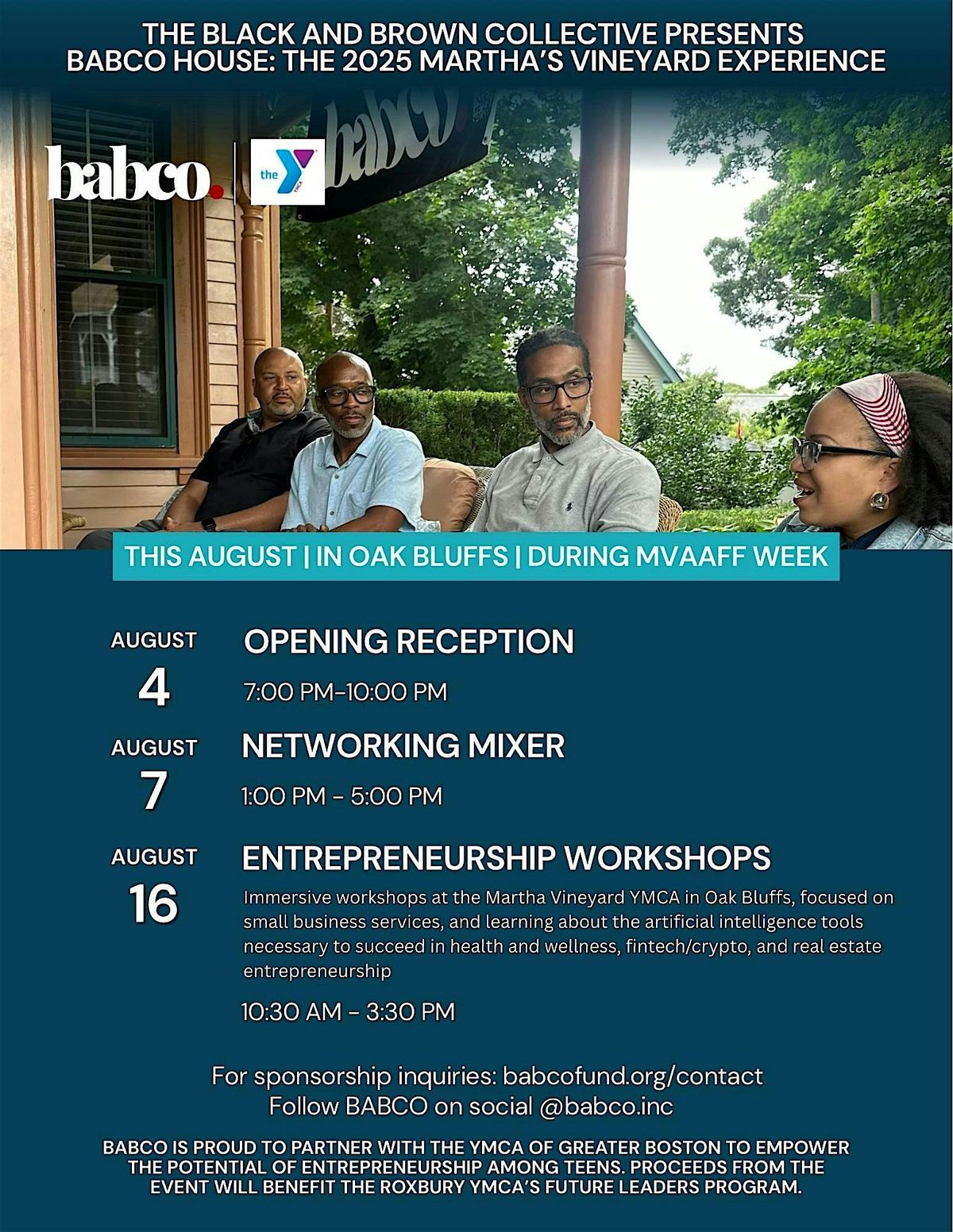 BABCO HOUSE: Entrepreneurship Workshops, 16 August | Event in Oak Bluffs | AllEvents