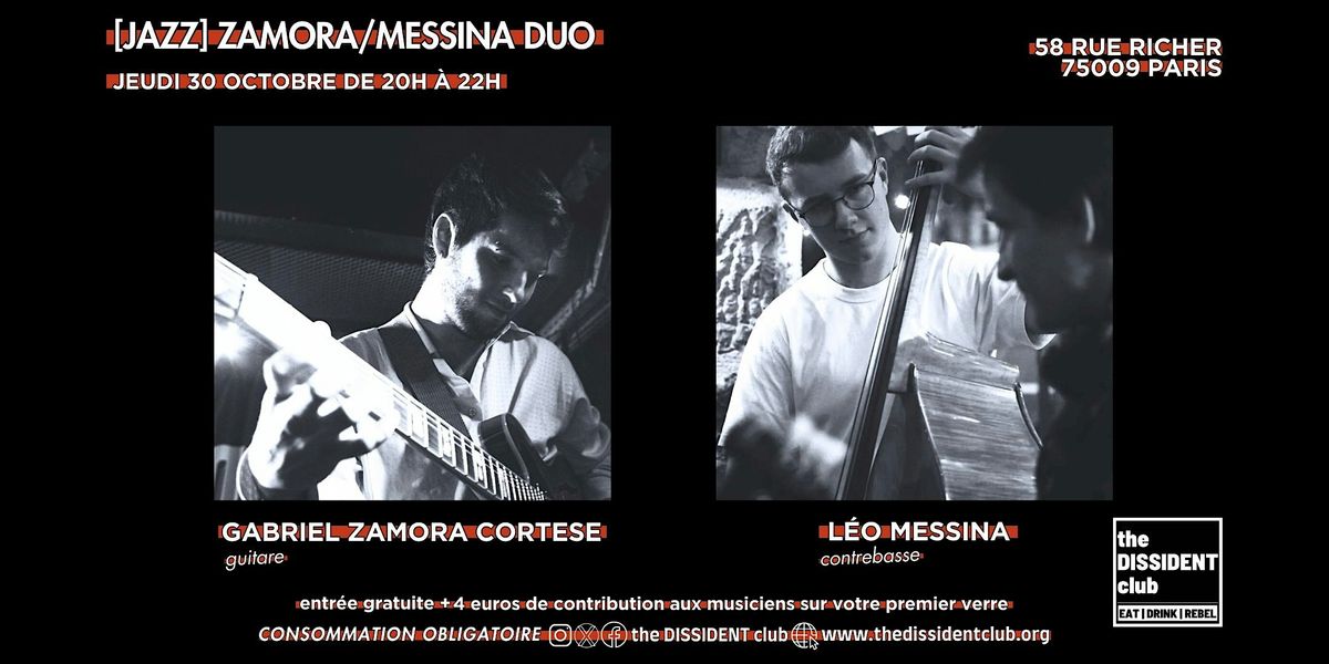 [JAZZ] ZAMORA/MESSINA DUO, 30 December | Event in Paris | AllEvents