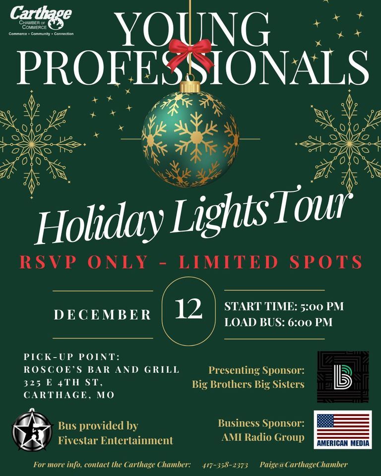 Young Professionals Holiday Lights Tour, 325 east 4th street, Carthage, MO, December 12 2023