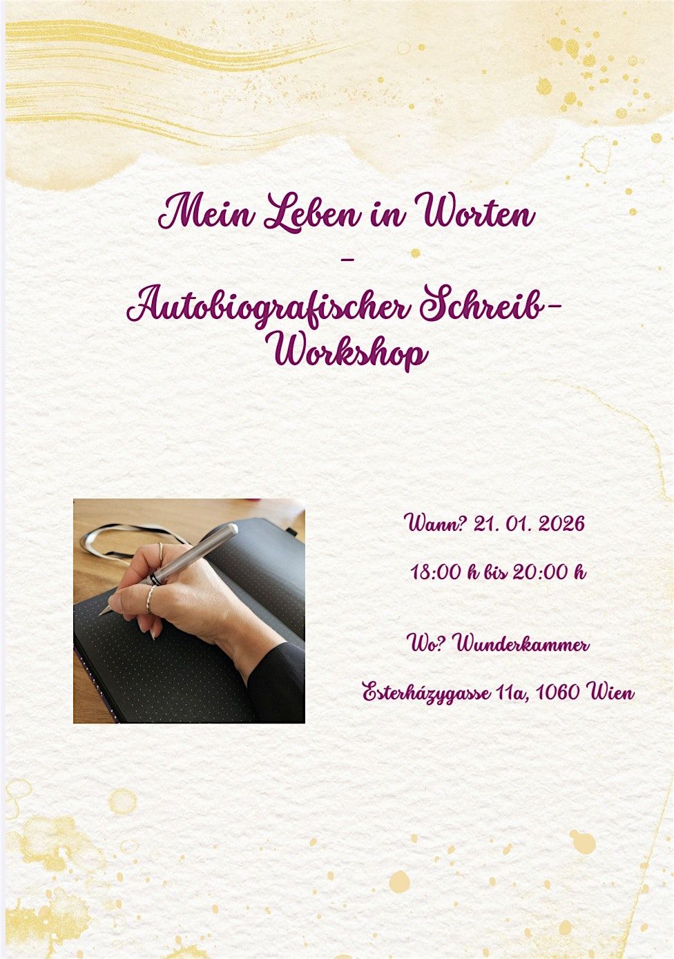 Mein Leben in Worten – Autobiografischer Schreib-Workshop, 21 January | Event in Wien | AllEvents