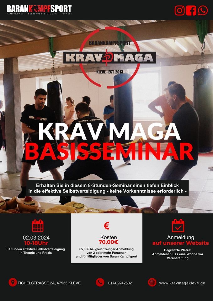 Krav Maga Basisseminar, Baran Kampfsport, Kleve, March 2 2024 Krav Maga Basisseminar, Baran Kampfsport, Kleve, March 2 2024