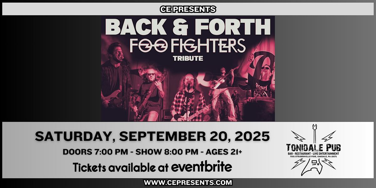 Back & Forth - The Foo Fighters Tribute, 20 September | Event in Oakdale | AllEvents