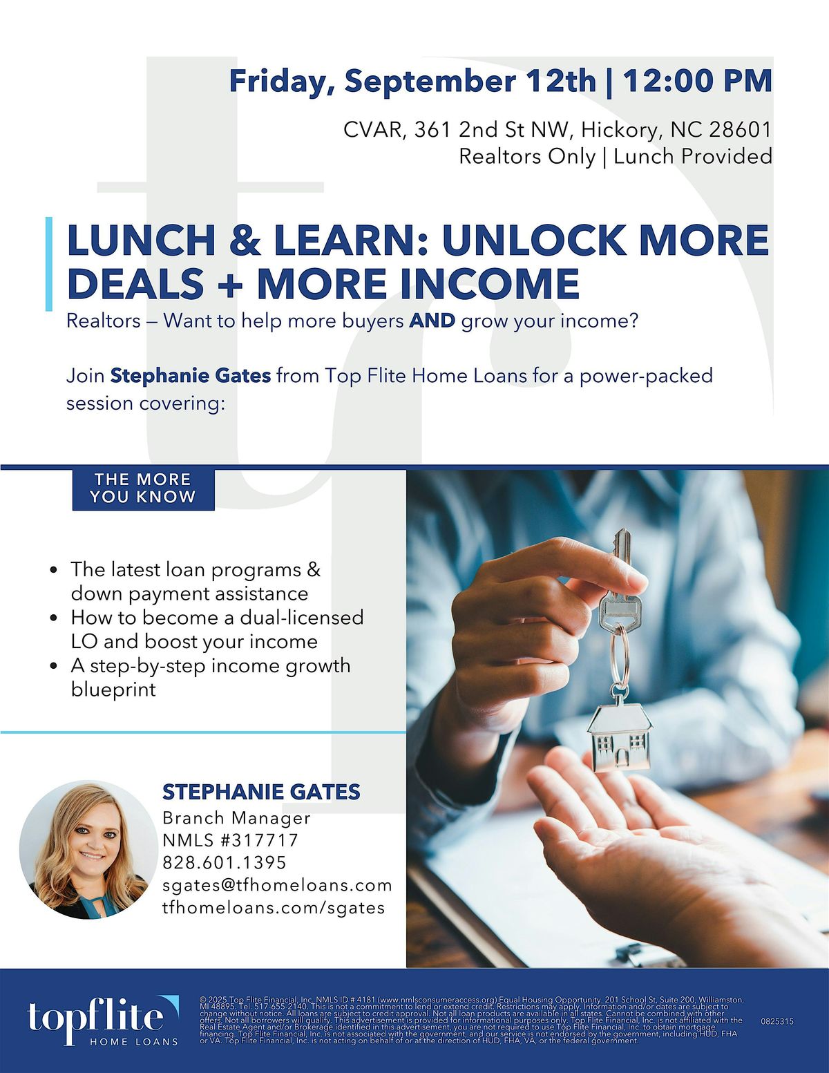 Lunch &  Learn with Top Flite Mortgage, 12 September | Event in Hickory | AllEvents