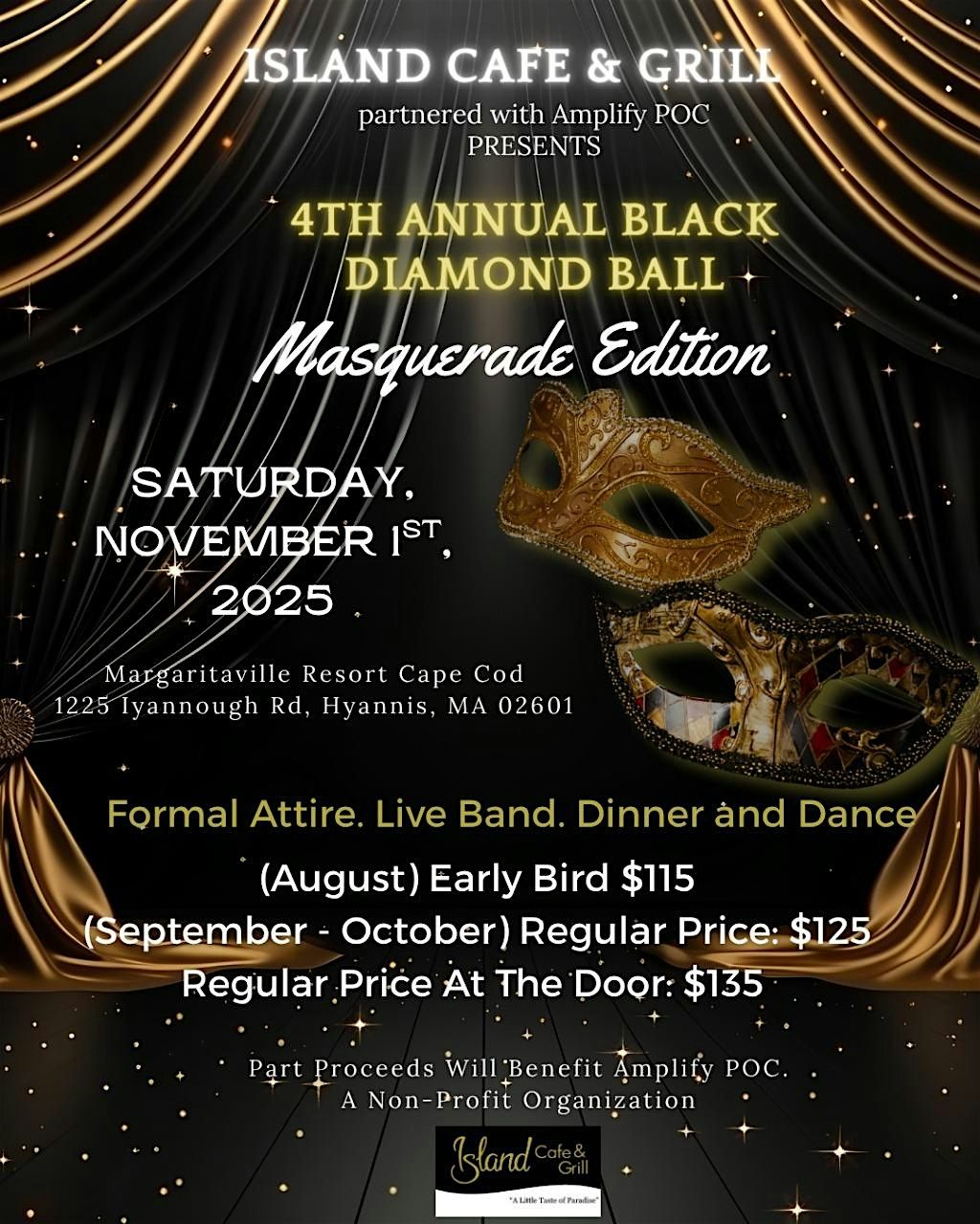 4th Annual Black Diamond Ball -Masquerade Edition, 1 November | Event in Barnstable | AllEvents