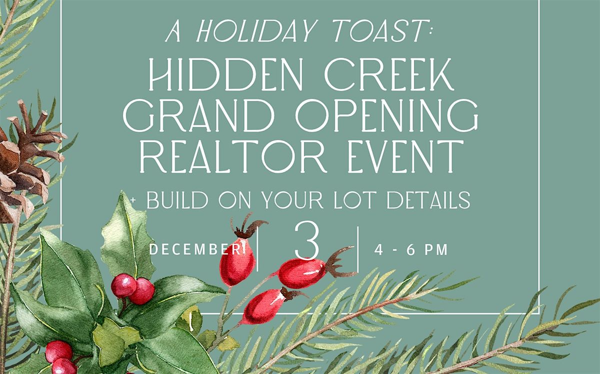 Hidden Creek Grand Opening Realtor Event + Build On Your Lot Details, 3 December | Event in St. Augustine