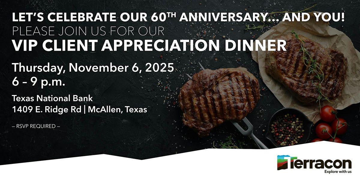 Terracon 60th Anniversary & VIP Client Appreciation Dinner, 6 November | Event in McAllen | AllEvents