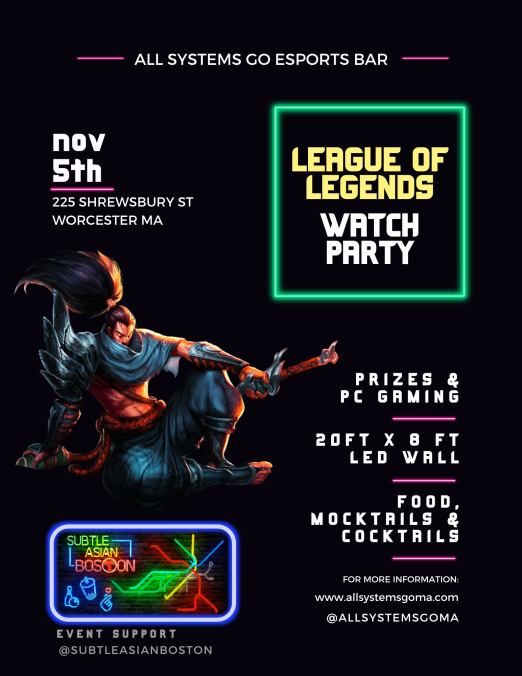 League of Legends Worlds Watch Party at All Systems Go, All Systems Go