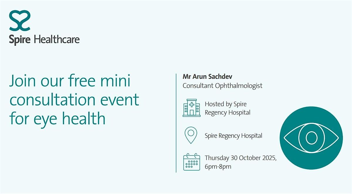 Free mini consults - Consultant Ophthalmologist, Mr Arun Sachdev, 30 October | Event in Macclesfield | AllEvents