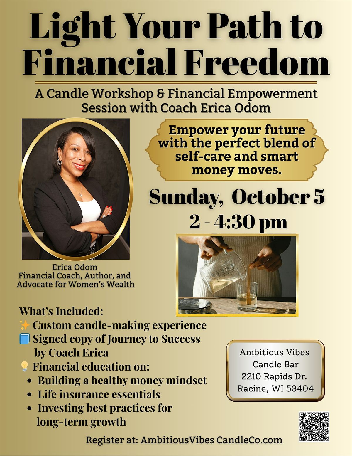 Light Your Path to Financial Freedom: A Candle Workshop & Financial Session, 5 October | Event in Racine