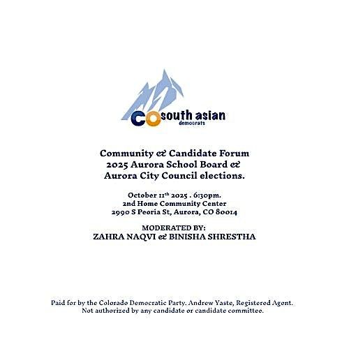 COSAD 2025 Aurora Community Candidate Forum, 11 October | Event in Aurora | AllEvents