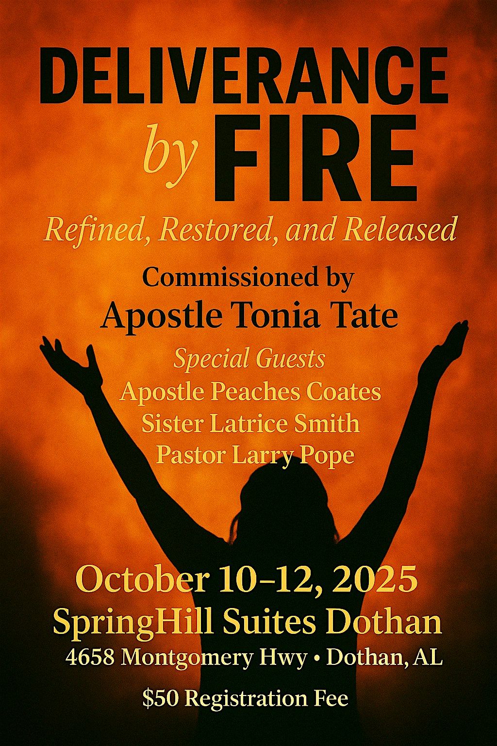 Deliverance by Fire, 10 October | Event in Dothan | AllEvents