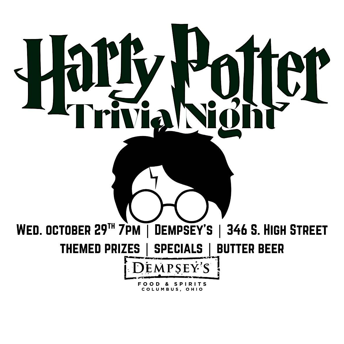 Harry Potter Trivia Hosted By Dempsey's, 29 October | Event in Columbus | AllEvents