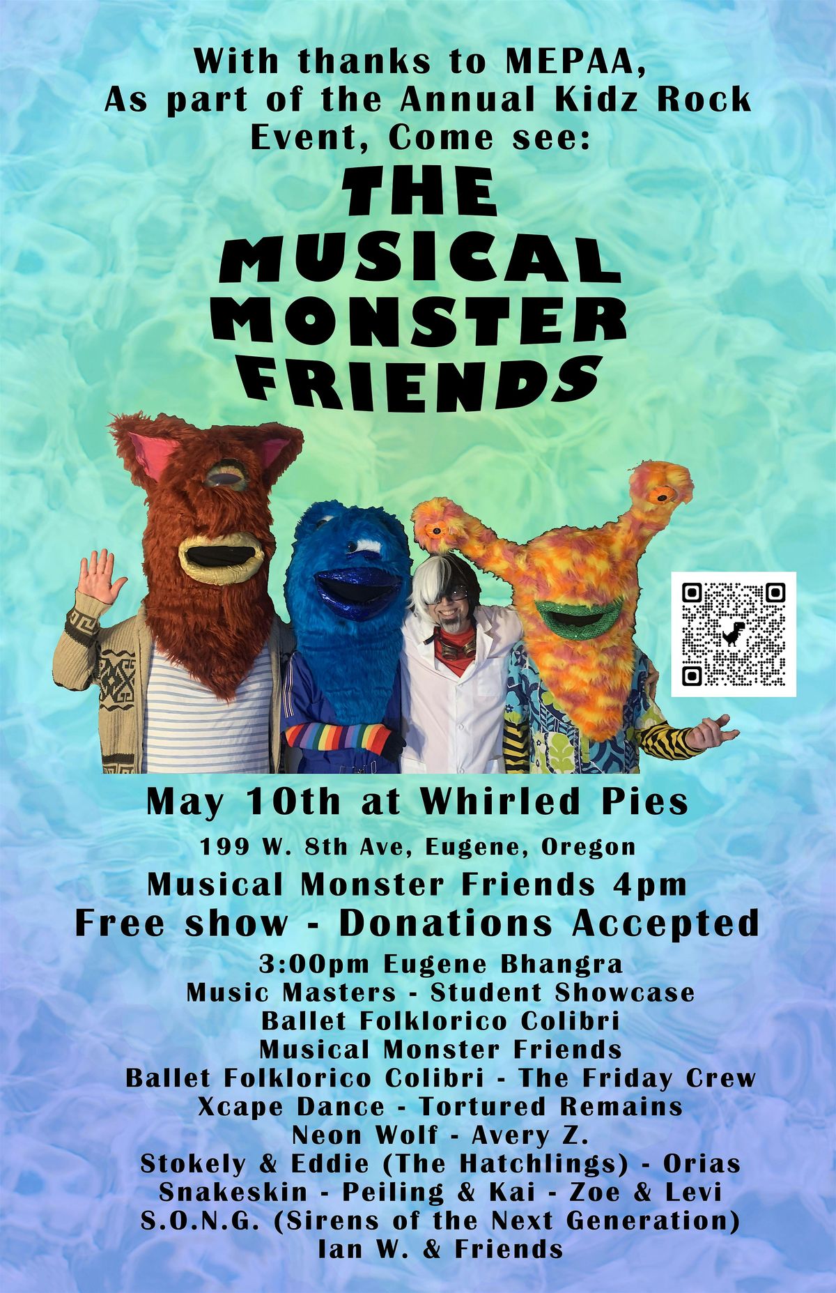 Musical Monster Friends Free Show, 10 May | Event in Eugene | AllEvents