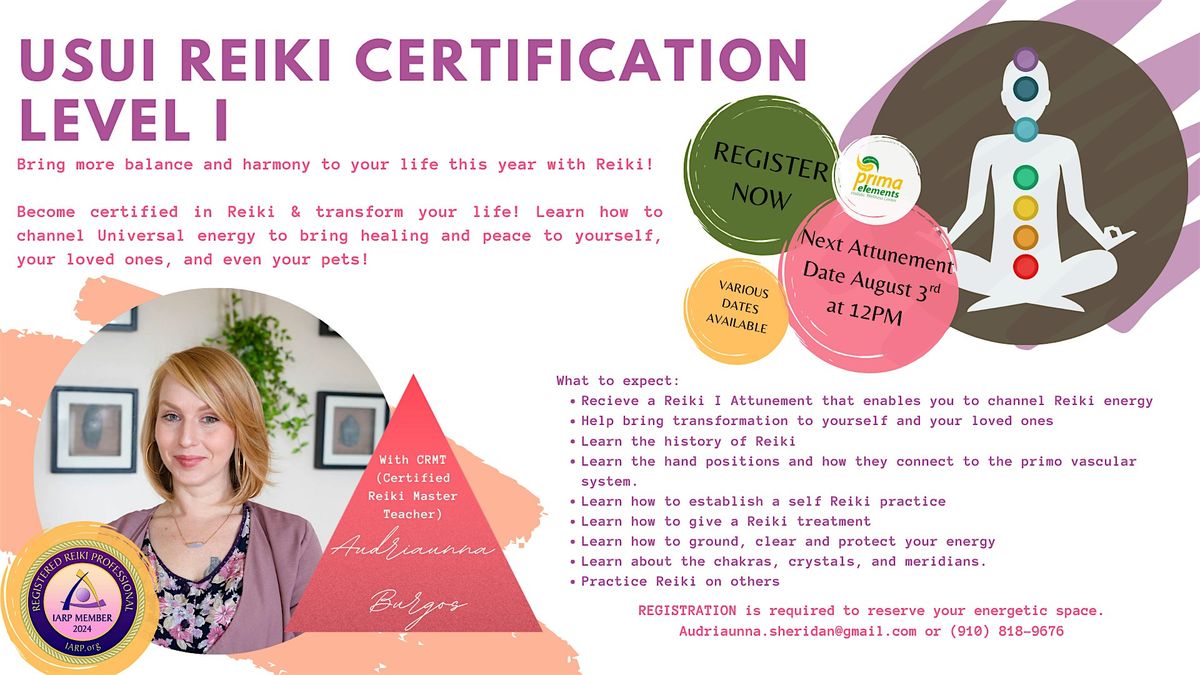 Reiki Level I Training (Usui Method), 3 August | Event in Fayetteville | AllEvents