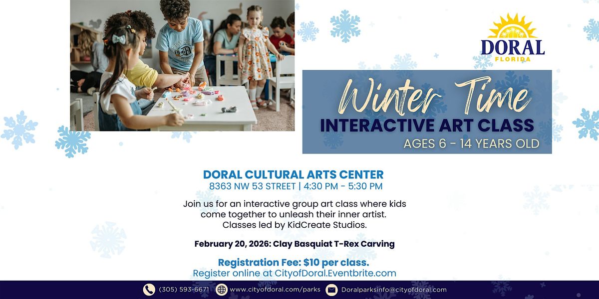 Clay Basquiat T-Rex Carving - Winter Time Interactive Art Class, 20 February | Event in Doral | AllEvents