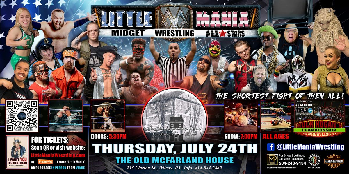 Wilcox, PA- Little Mania Midget Wrestling @ Whiskey River Brewing & BBQ, 24 July | Event in Wilcox | AllEvents