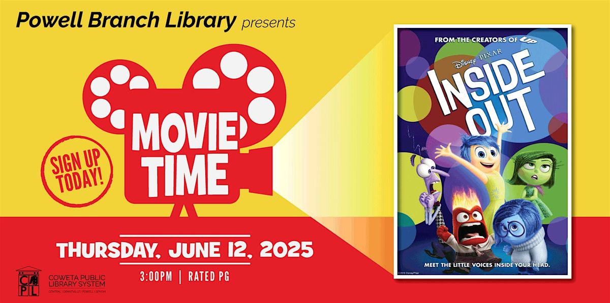 Movie Time: Inside Out, 12 June | Event in Newnan | AllEvents