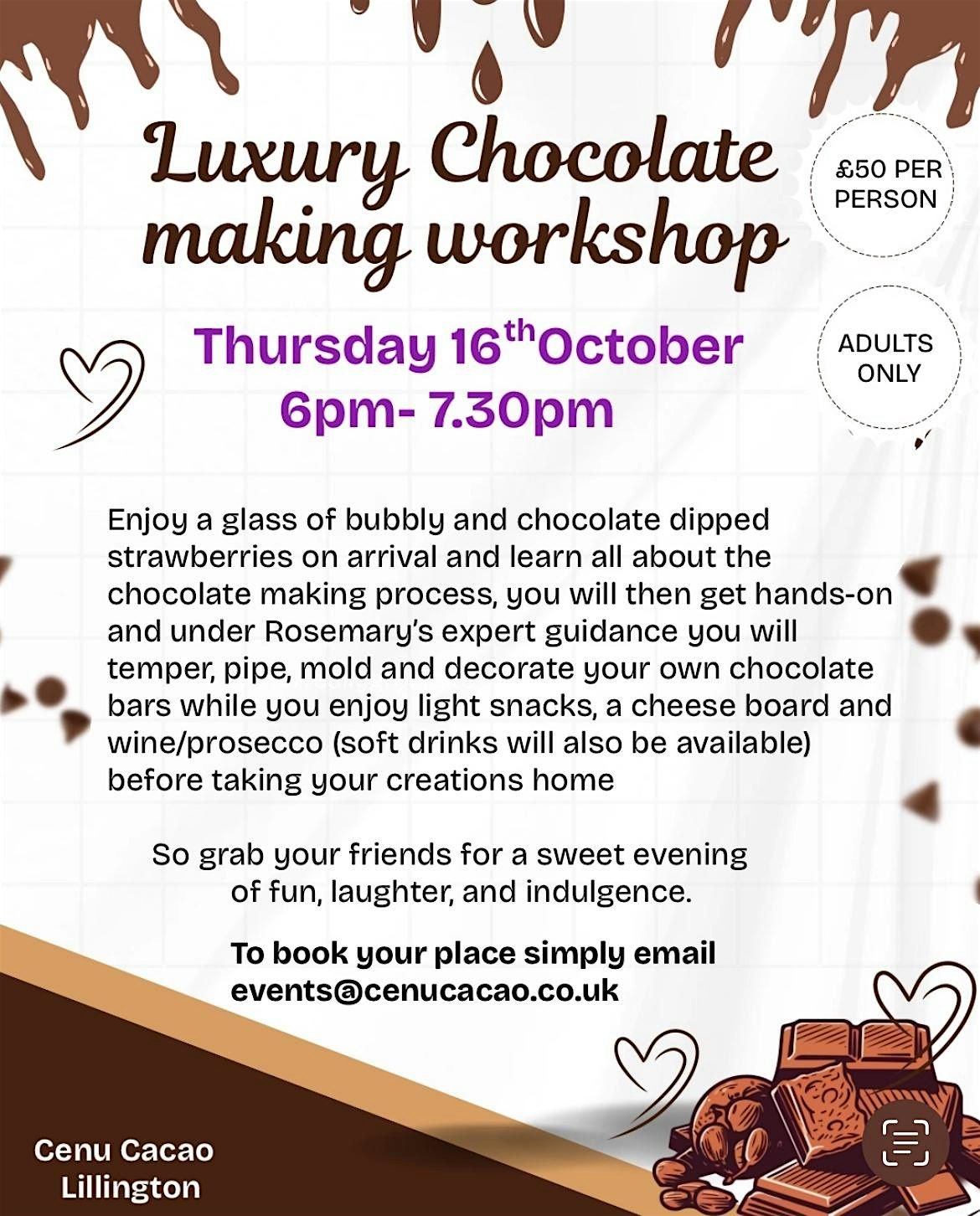Adult chocolate making workshop, 16 October | Event in Royal Leamington Spa | AllEvents