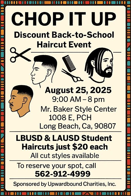 " CHOP IT UP" Back to School Discounted Student Hair Cuts, 25 August | Event in Long Beach | AllEvents
