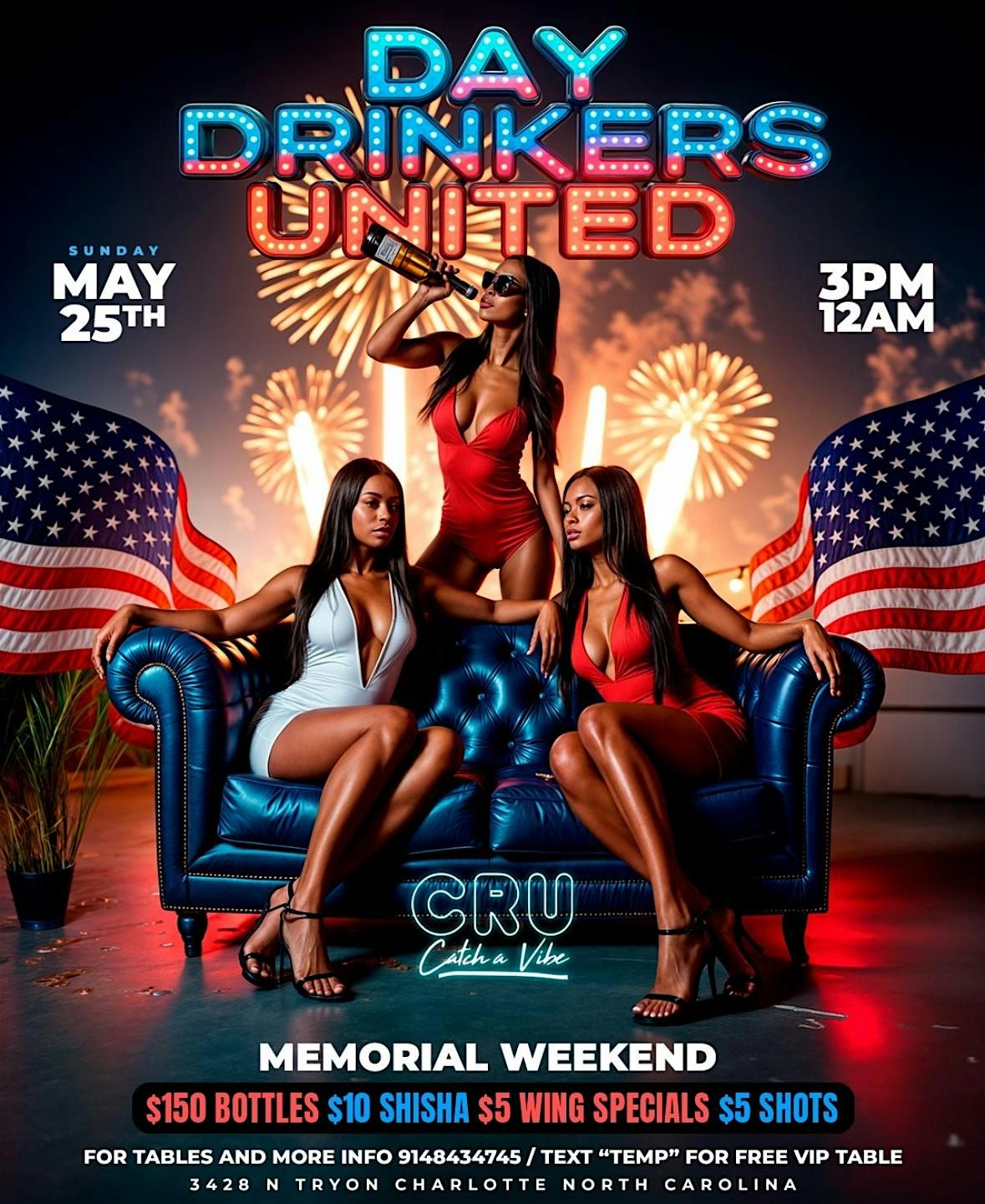 Day drinkers united! $5 shots $5 wings baskets $10 hookah | Event in Charlotte | AllEvents