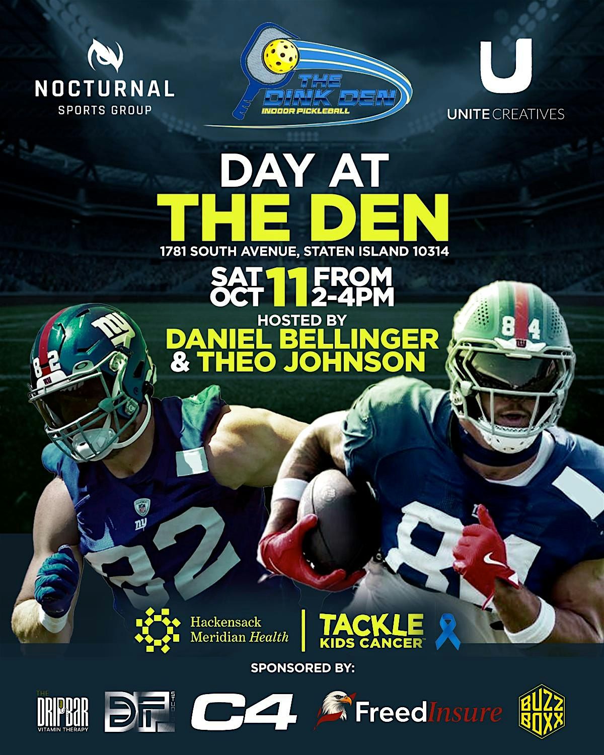 Day at the Den with NY Giants Tight Ends Daniel Bellinger & Theo Johnson, 11 October | Event in Staten Island