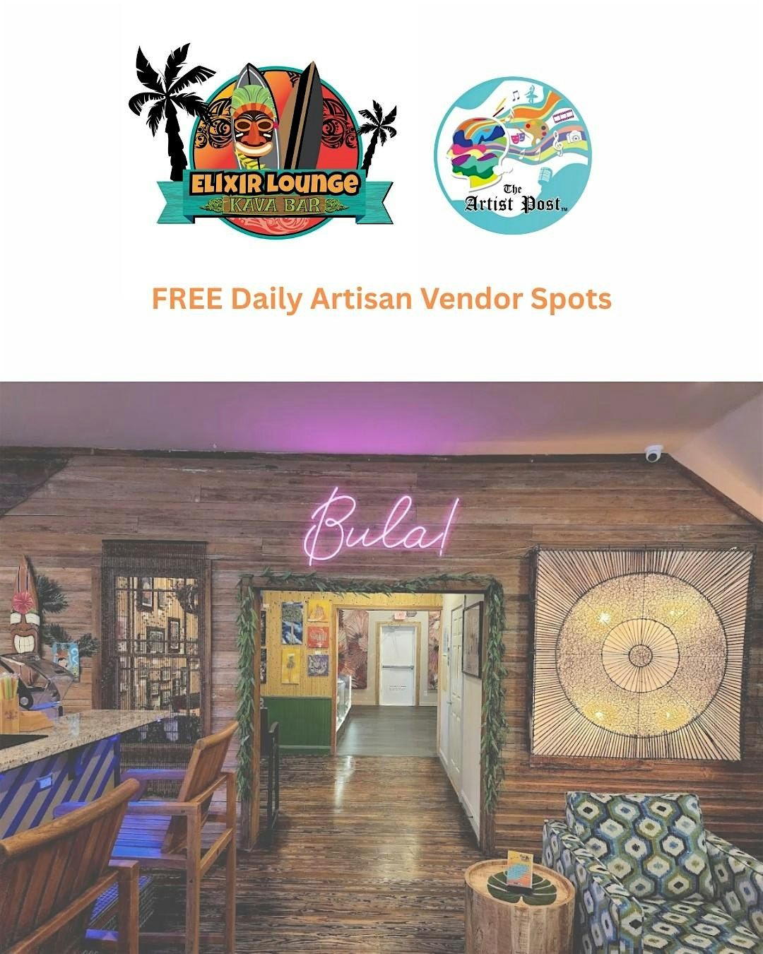 FREE Daily Vendor Spots | Elixir Lounge Kava Bar | The Artist Post | Event in Spring | AllEvents