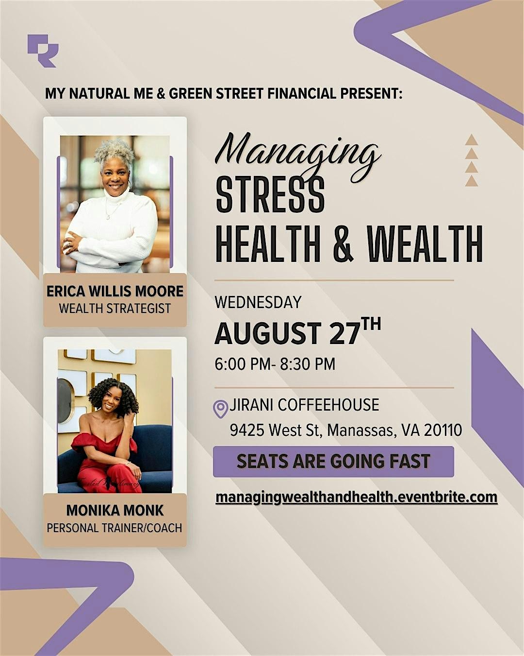 Managing Stress, Health,  & Wealth, 27 August | Event in Manassas | AllEvents