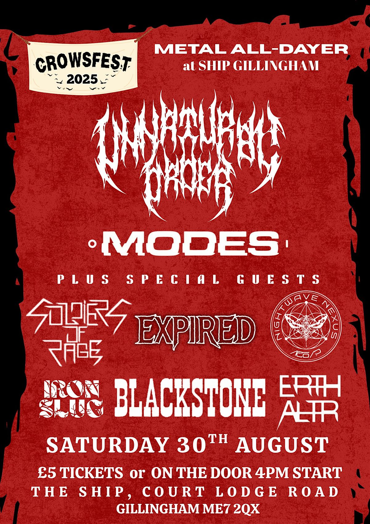 UNNATURAL ORDER all-dayer w. Modes / Expired + more - Ship Gillingham, 30 August | Event in Gillingham | AllEvents