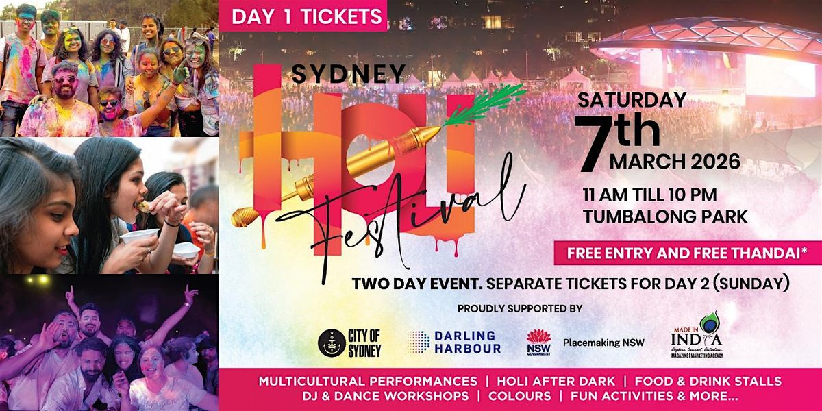 Holi Festival Sydney - 7th March 2025 - Limited FREE Entry Tickets