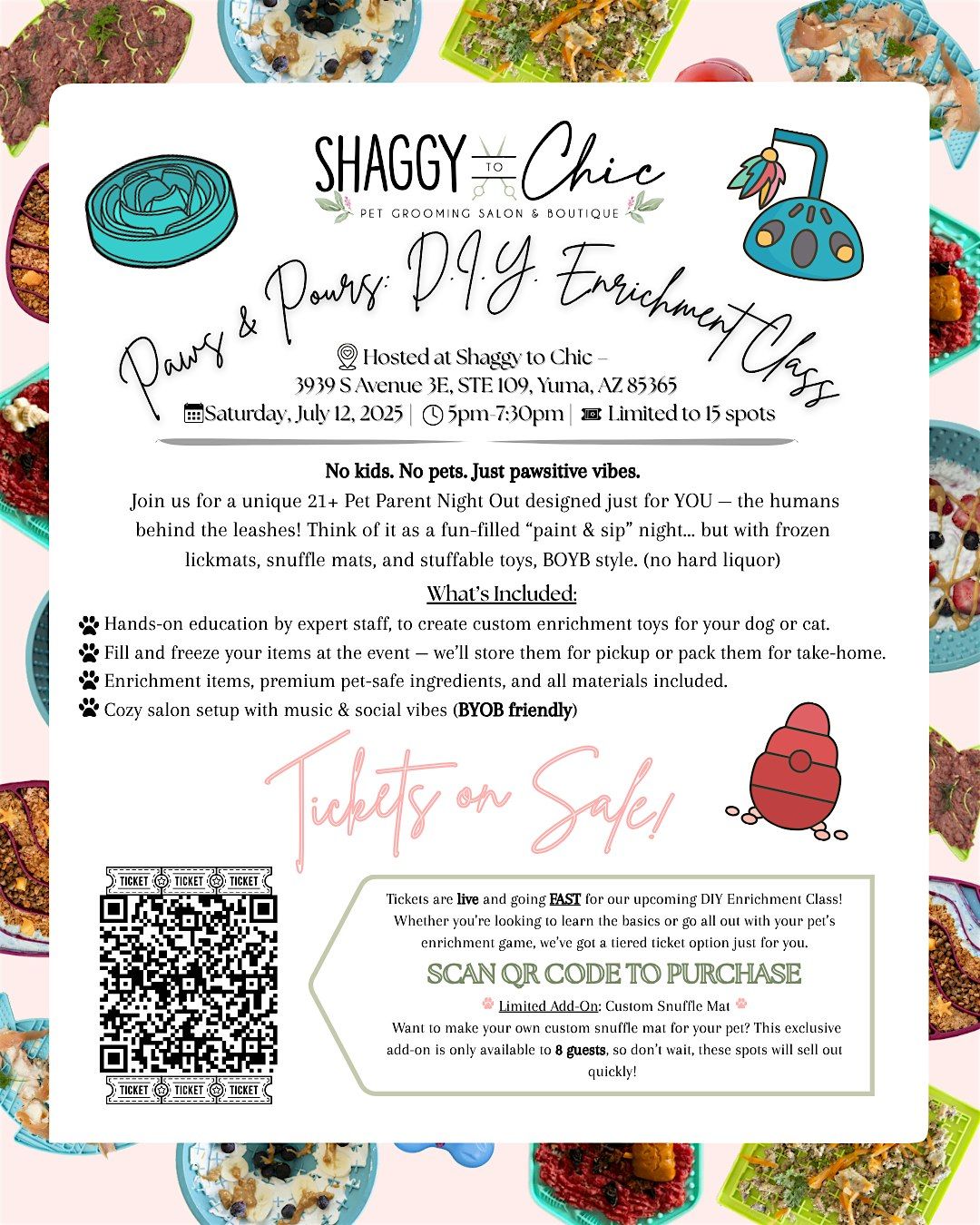 Shaggy to Chic's Paws & Pours: D.I.Y. Enrichment Class, 12 July | Event in Yuma | AllEvents