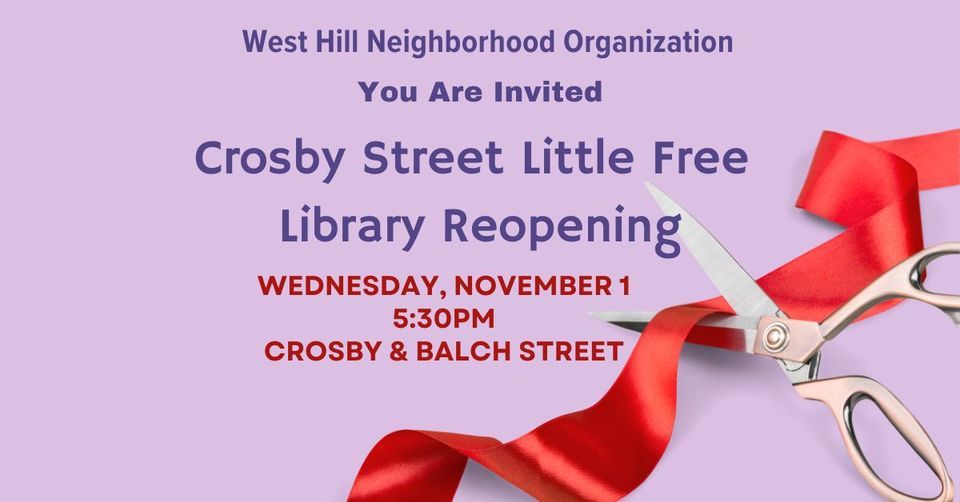 Crosby Street Free Little Library Reopening, 79 S Balch St, Akron, OH