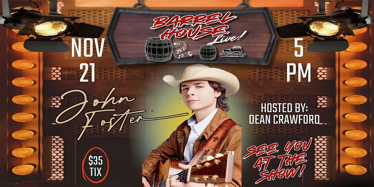 John Foster "American Idol Runner Up" at  Barrel House Live!, 21 November | Event in fallston | AllEvents
