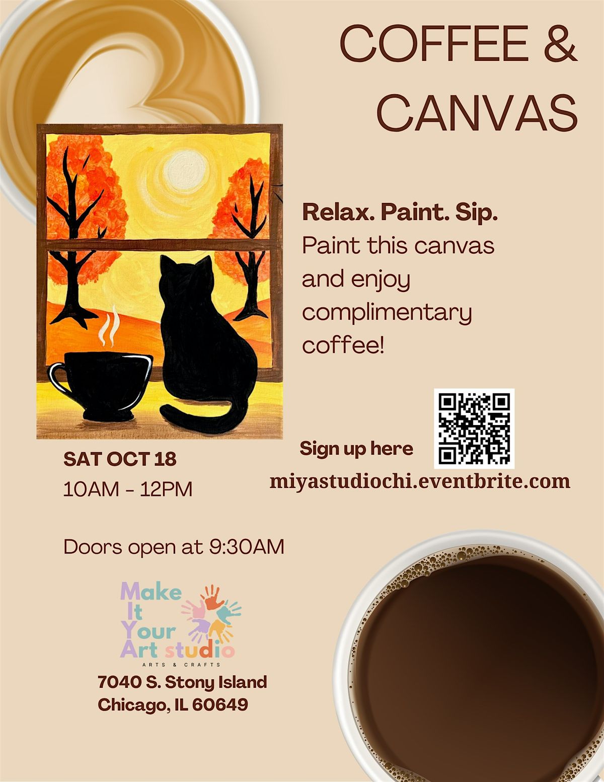Make It Your Art studio: Coffee & Canvas, 18 October | Event in Chicago | AllEvents