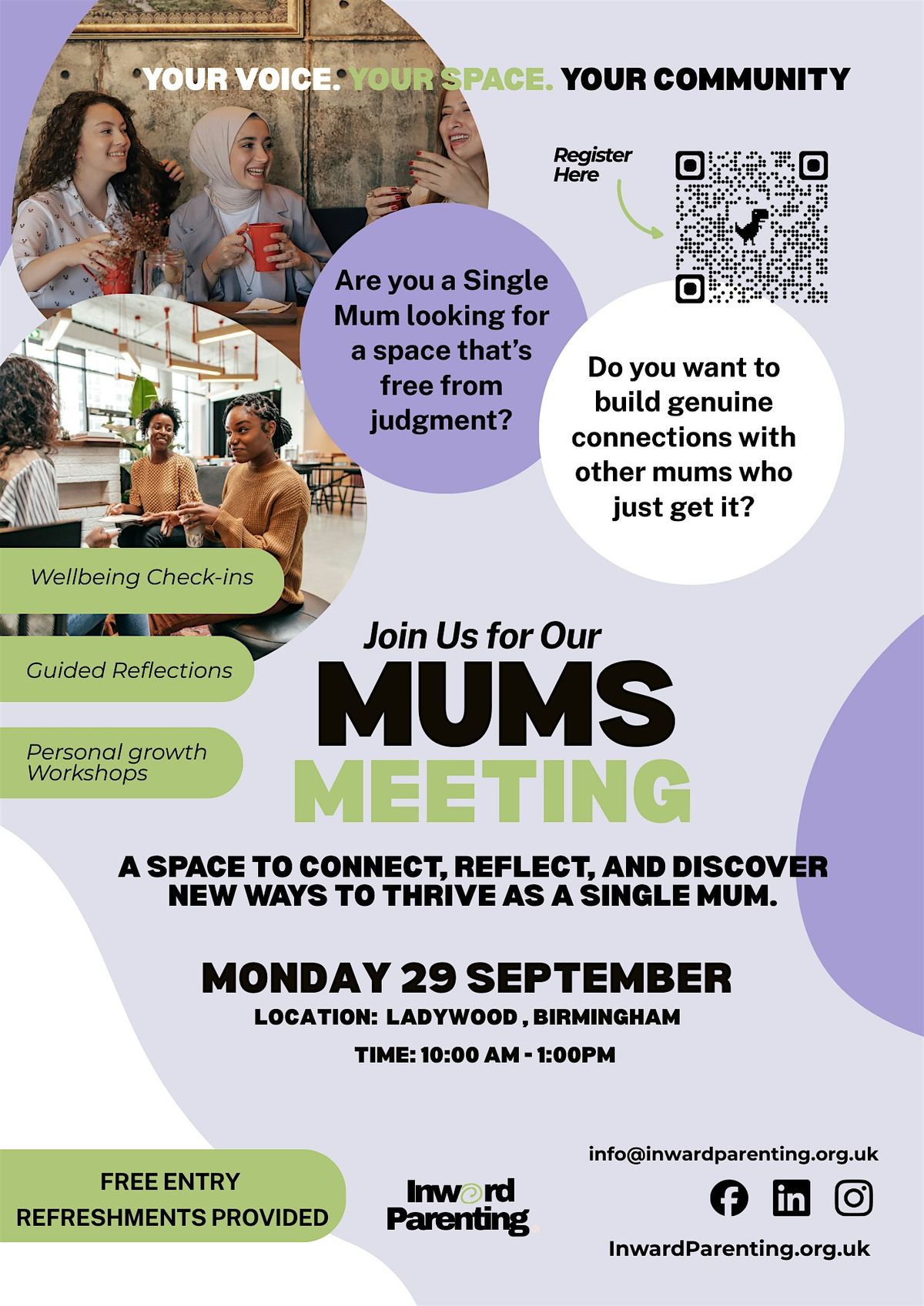 MUMS MEETING – A Space to Connect, Reflect & Thrive as a Single Mum, 29 September | Event in Birmingham