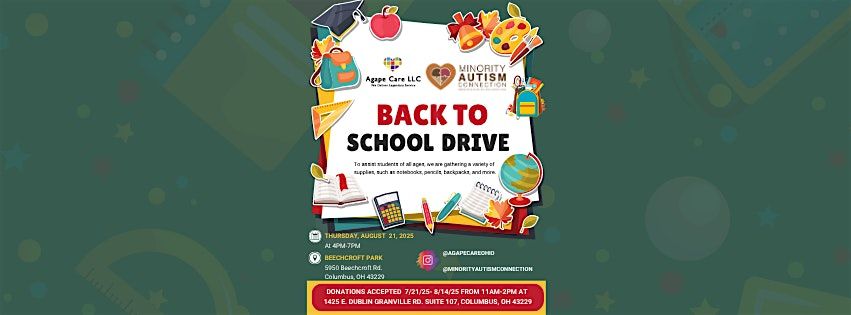 Minority Autism Connection x Agape Care Back to School Drive!, 21 August | Event in Columbus | AllEvents