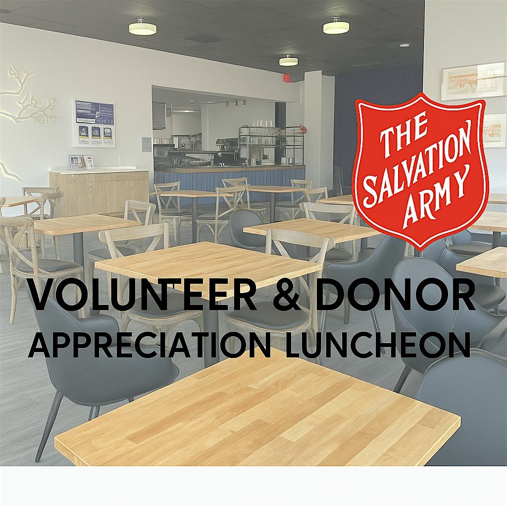 The Salvation Army Volunteer & Donor Appreciation Luncheon, 29 May | Event in Newton | AllEvents