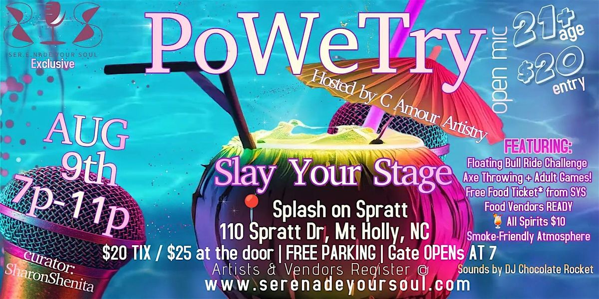 SYS PoWeTry Pool Party: Slay Your Stage, 9 August | Event in Mount Holly | AllEvents