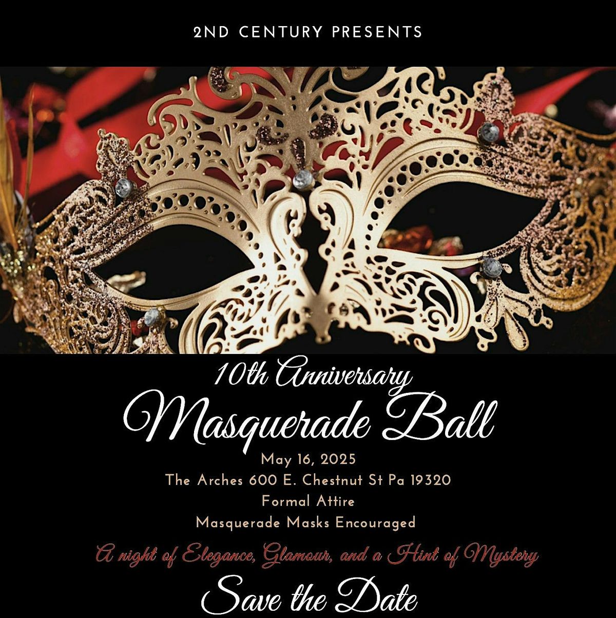 2nd Century Alliance 10 Year Anniversary Masquerade Ball, 16 May | Event in Coatesville | AllEvents
