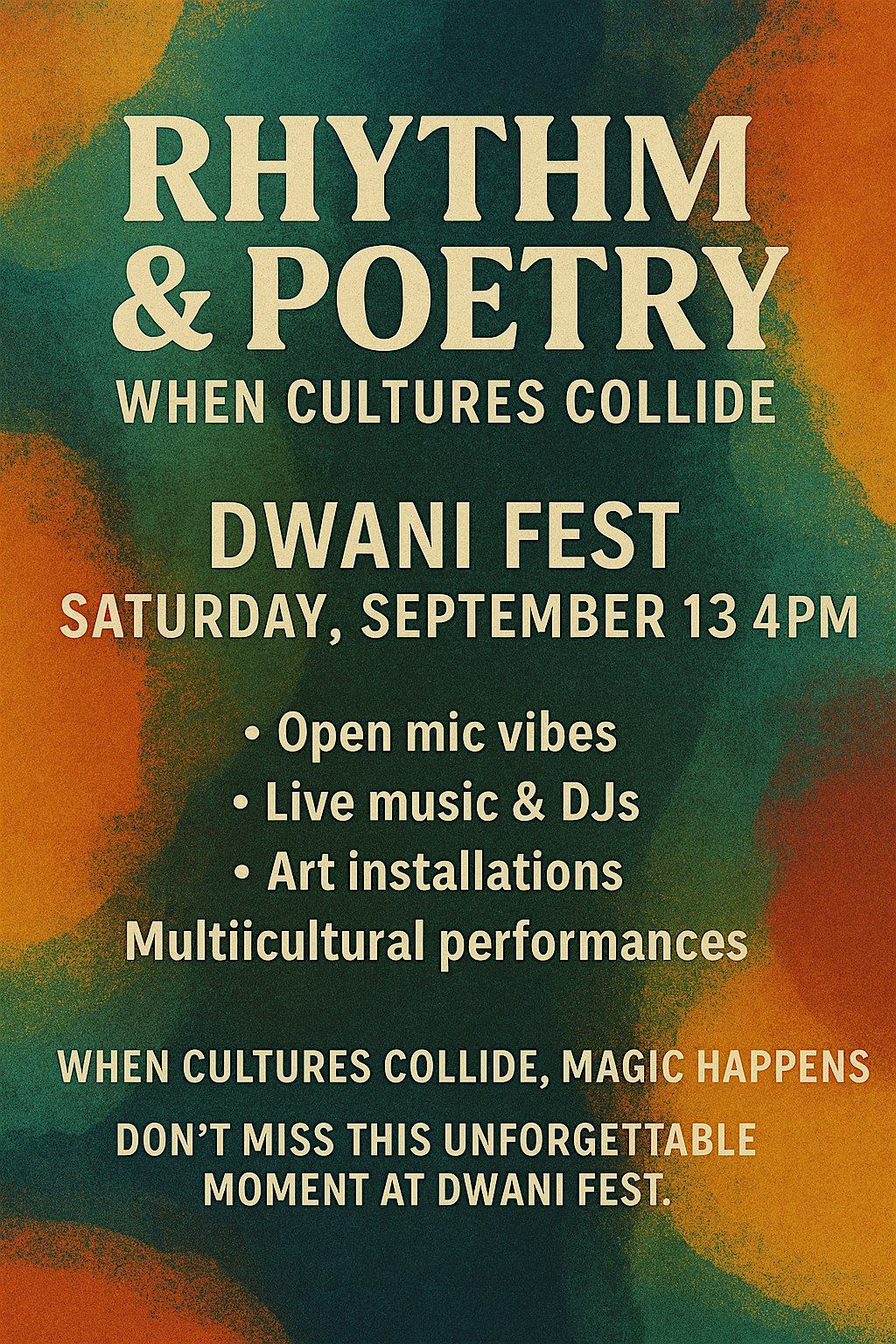 Rhythm & Poetry: When Cultures Collide, 13 September | Event in Indianapolis | AllEvents