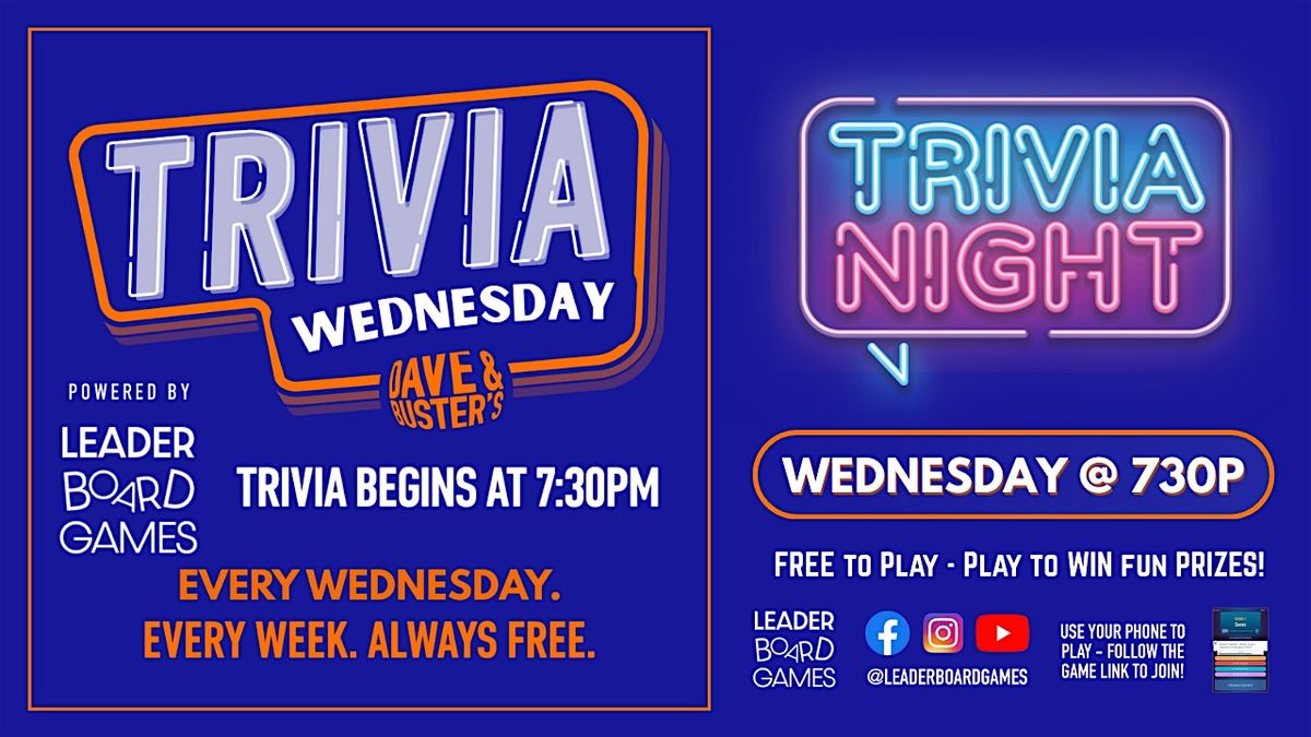 Trivia Night | Dave & Buster's - Hanover MD - WED 730p - @LeaderboardGames | Event in Severn | AllEvents