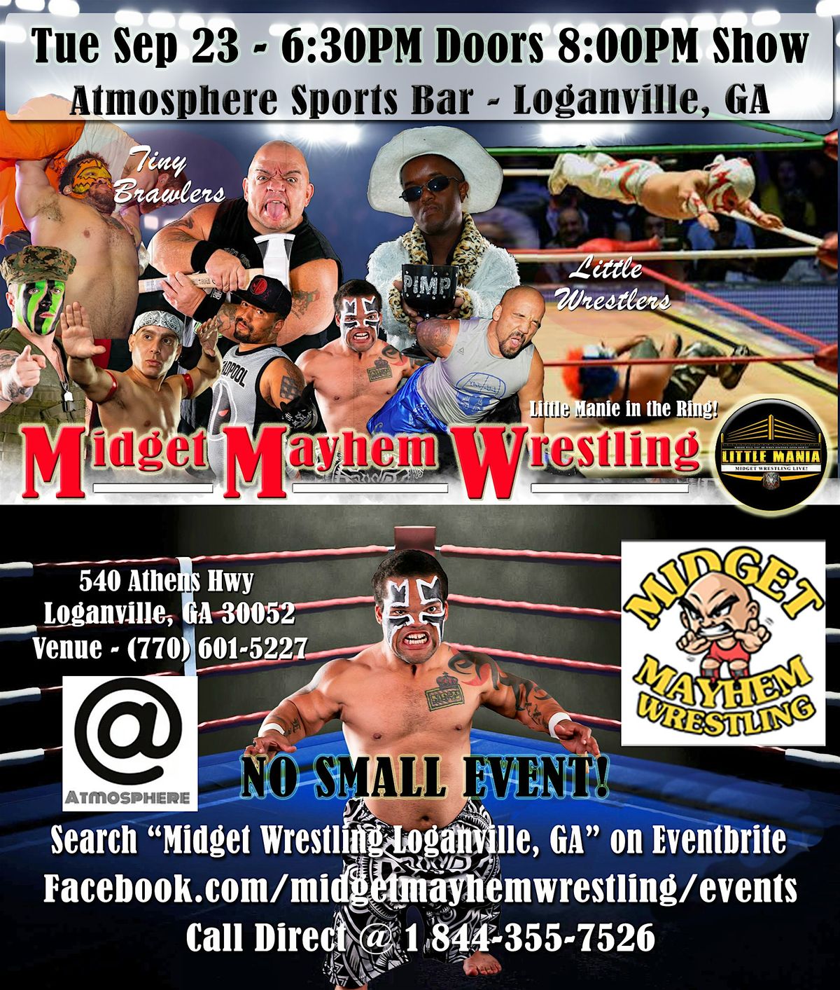 Midget Mayhem Wrestling Rips Through the Ring! Loganville GA 18+, 23 September | Event in Loganville | AllEvents
