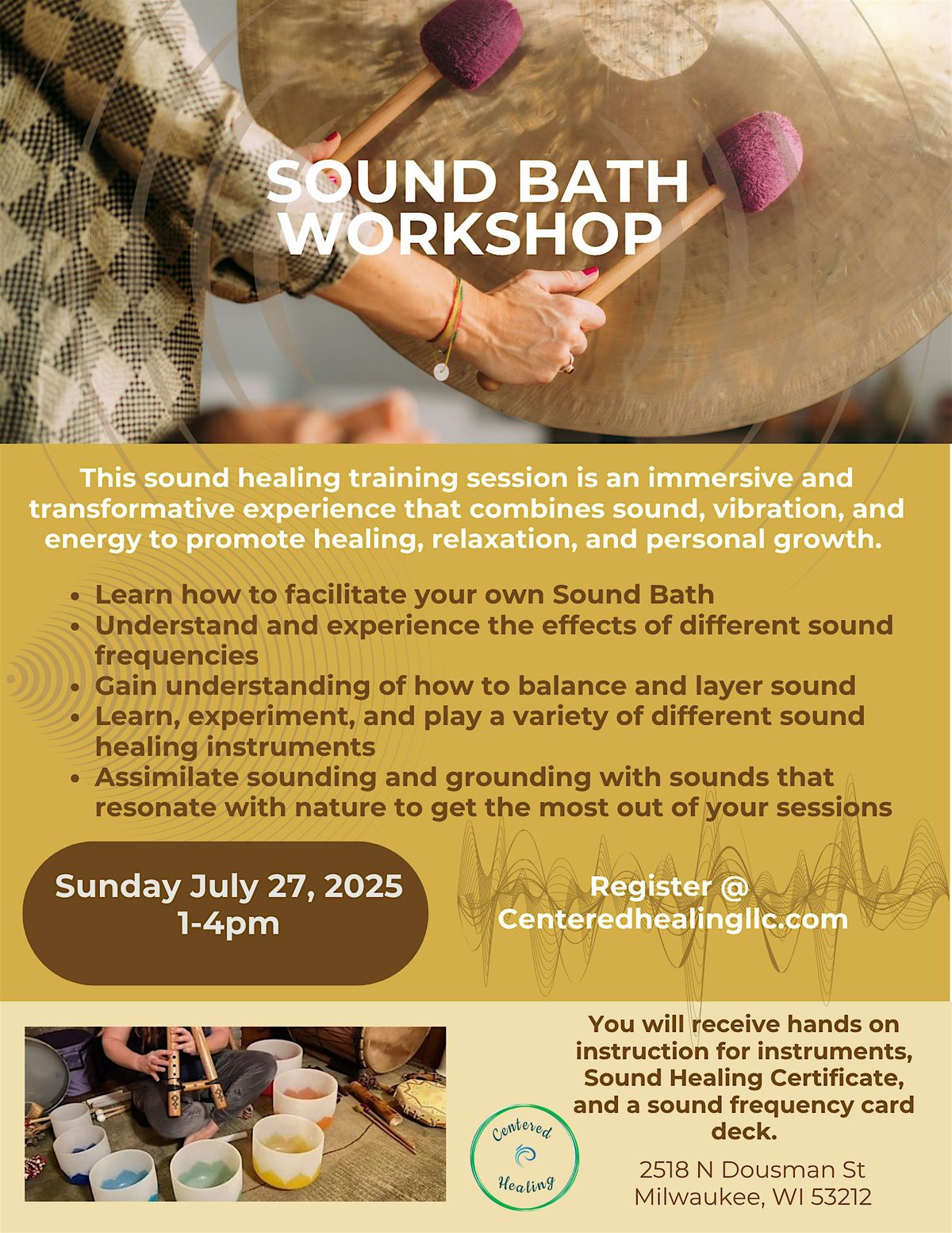 Sound Bath Workshop Certification, 27 July | Event in Milwaukee | AllEvents