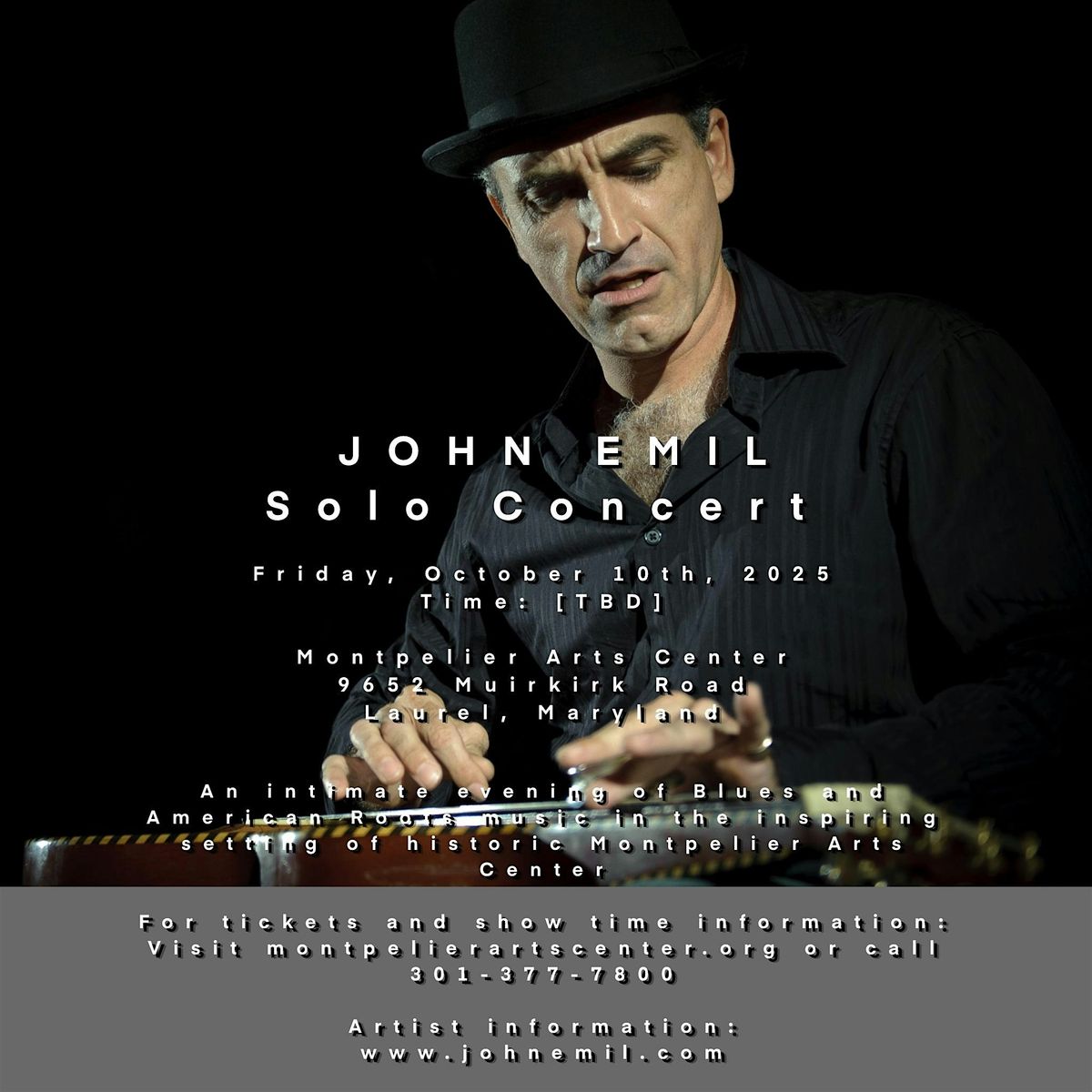 John Emil in Concert at Montpelier Arts Center, 10 October | Event in Laurel | AllEvents