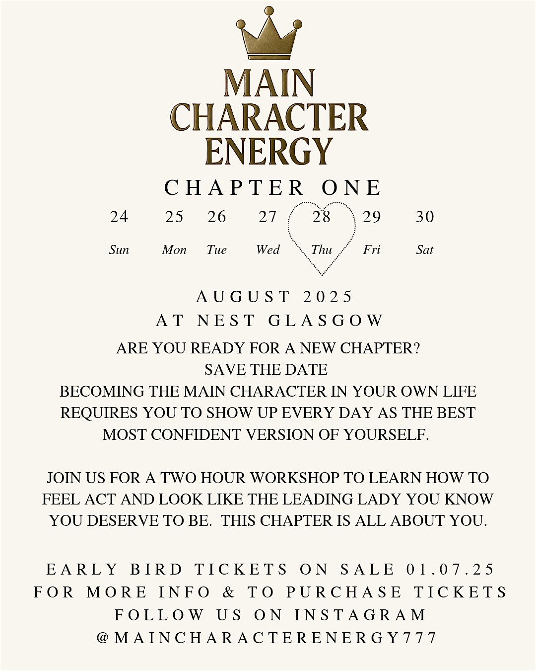 Main Character Energy - Chapter One - The Confidence Edit, 2 October | Event in Glasgow | AllEvents