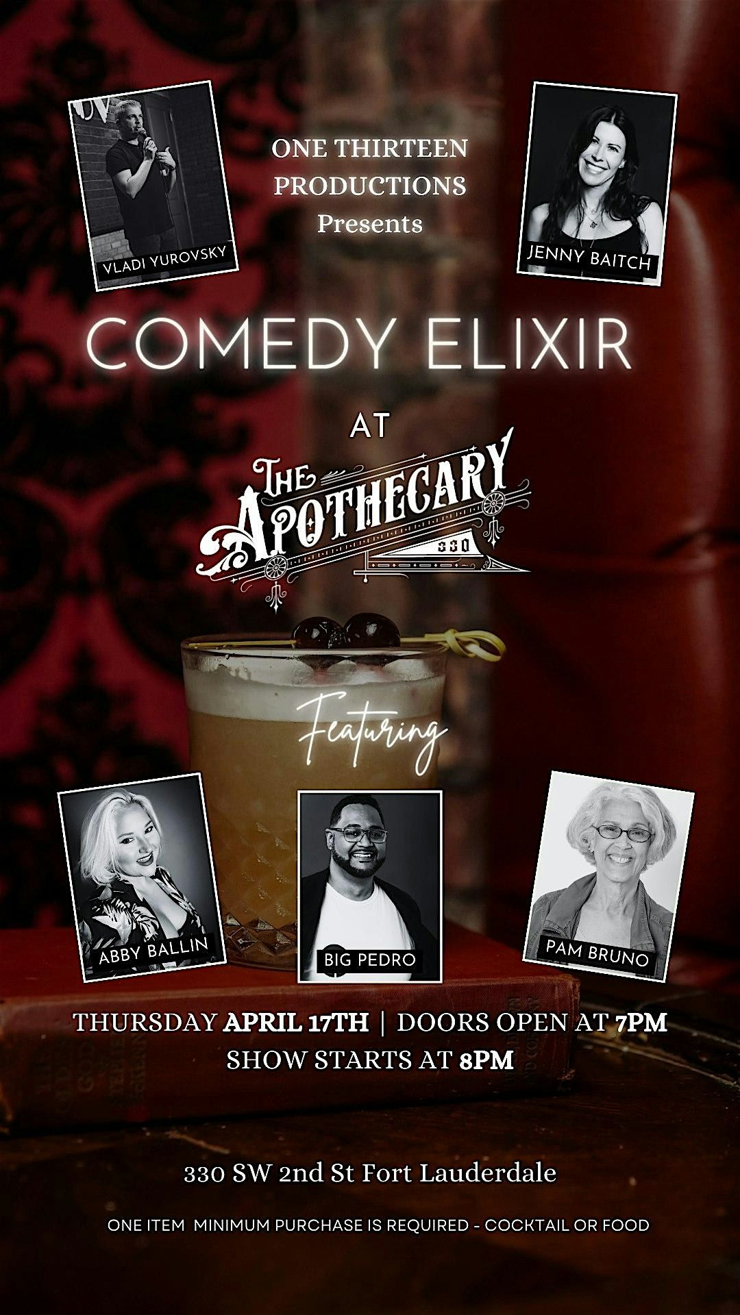 June  12th COMEDY ELIXIR at The APOTHECARY 330, 12 June | Event in Fort Lauderdale | AllEvents