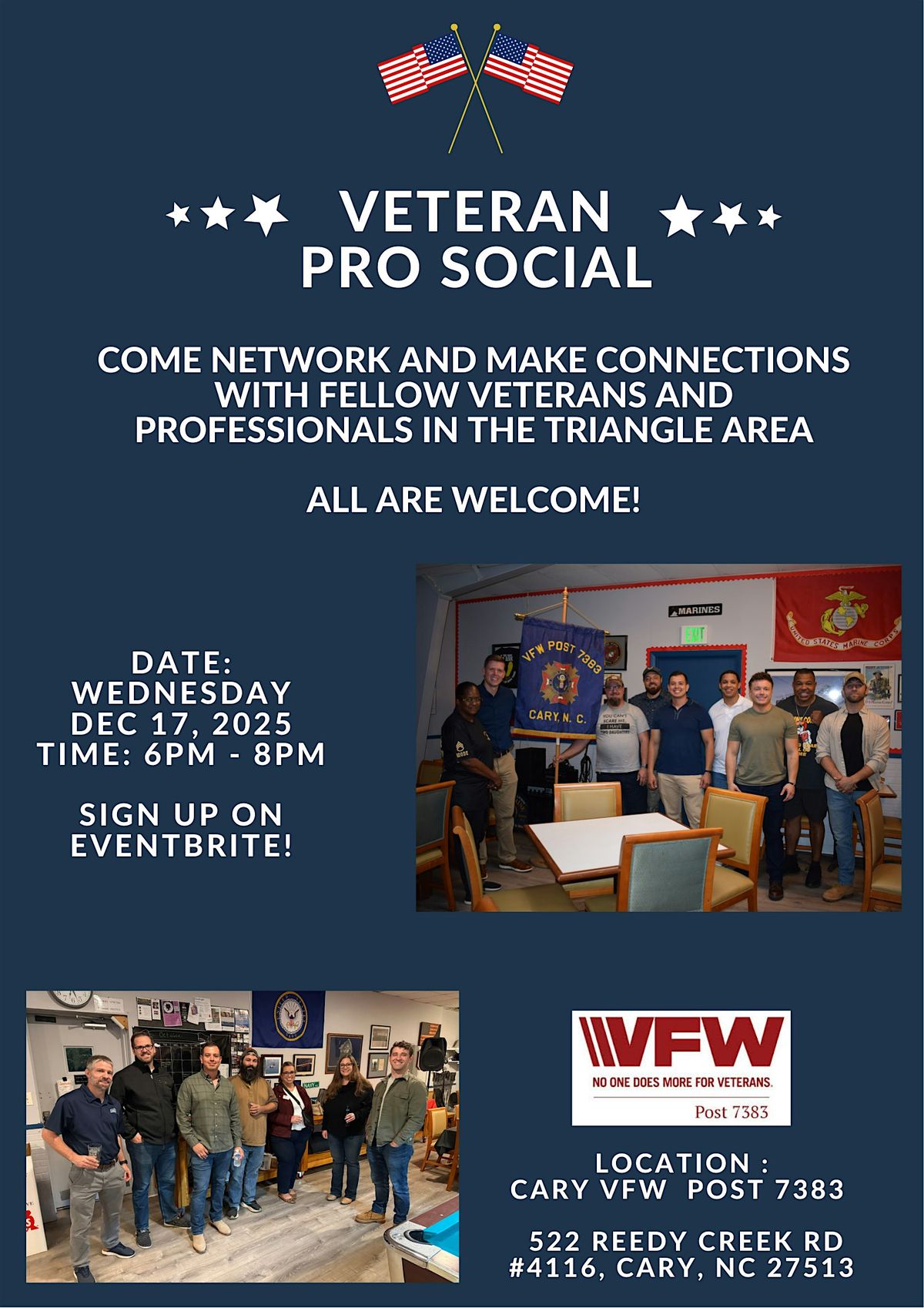 Veteran Professional Social - Triangle Area December 2025, 17 December | Event in Cary | AllEvents